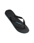 Rubber Logo Jandals - Black/Blue - Havaianas
