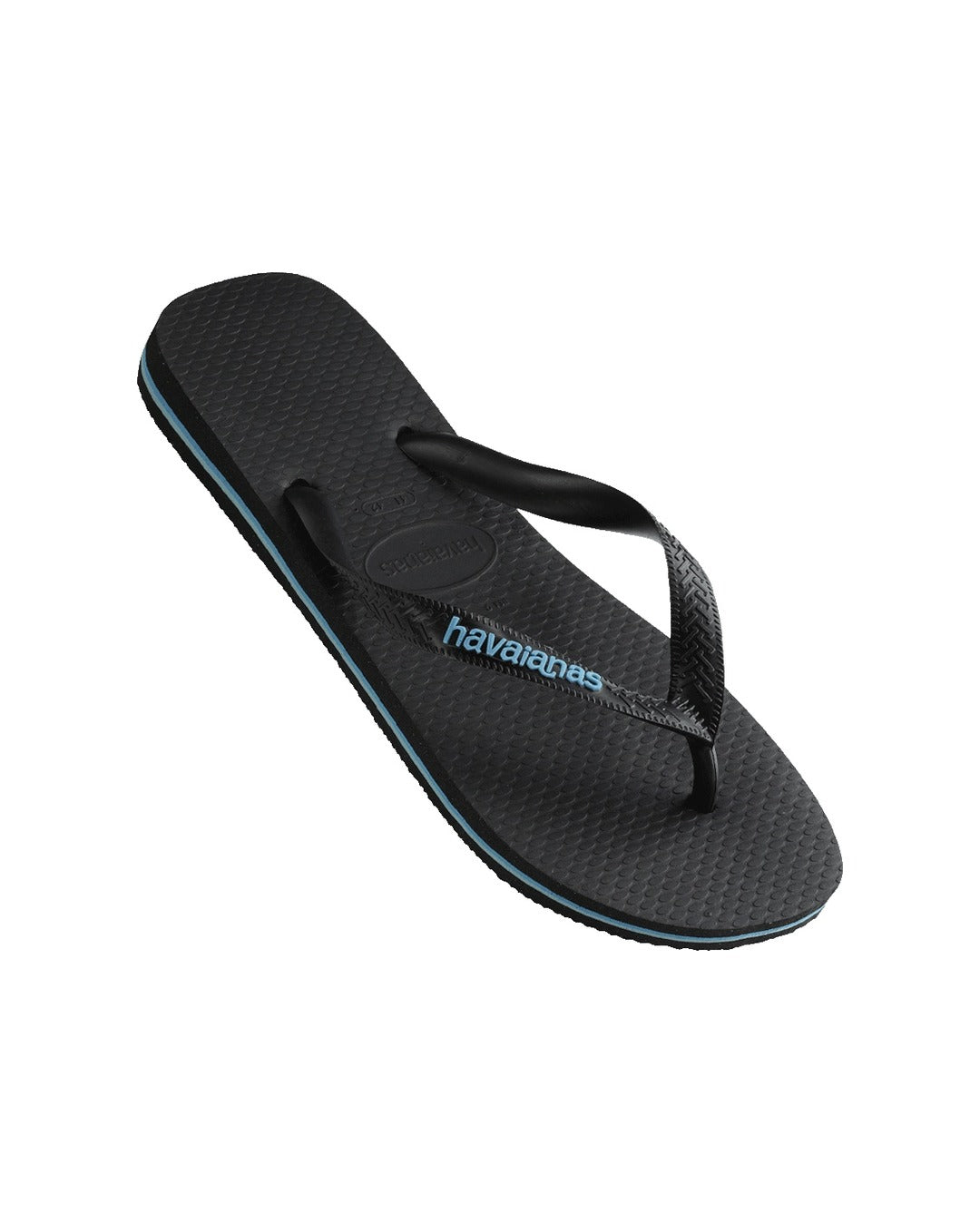Rubber Logo Jandals - Black/Blue - Havaianas