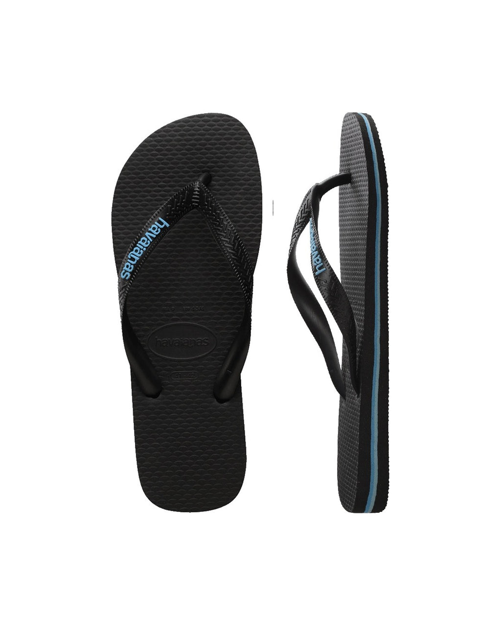 Rubber Logo Jandals - Black/Blue - Havaianas