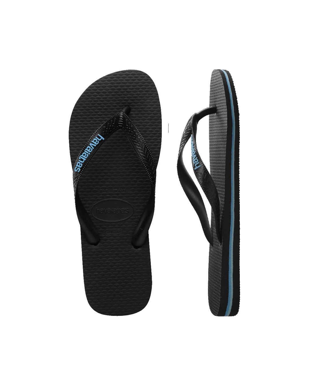 Rubber Logo Jandals - Black/Blue - Havaianas