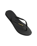 Slim Logo Metallic Jandals - Black/Gold - Havaianas