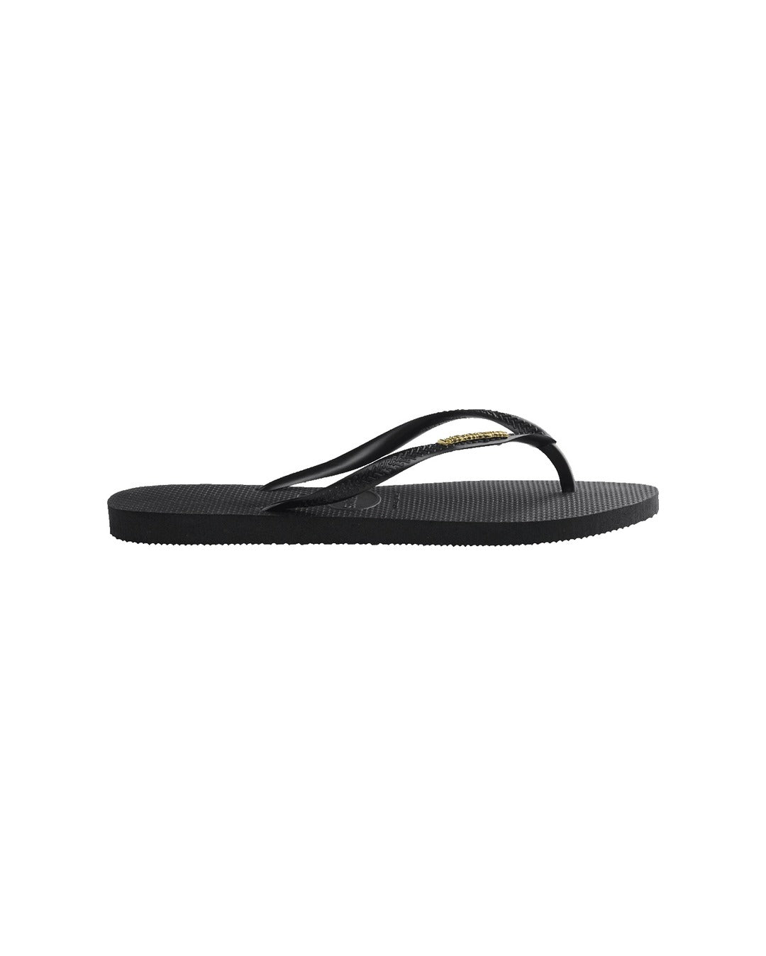 Slim Logo Metallic Jandals - Black/Gold - Havaianas