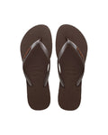 Slim Logo Metallic Jandals - Dark Brown - Havaianas