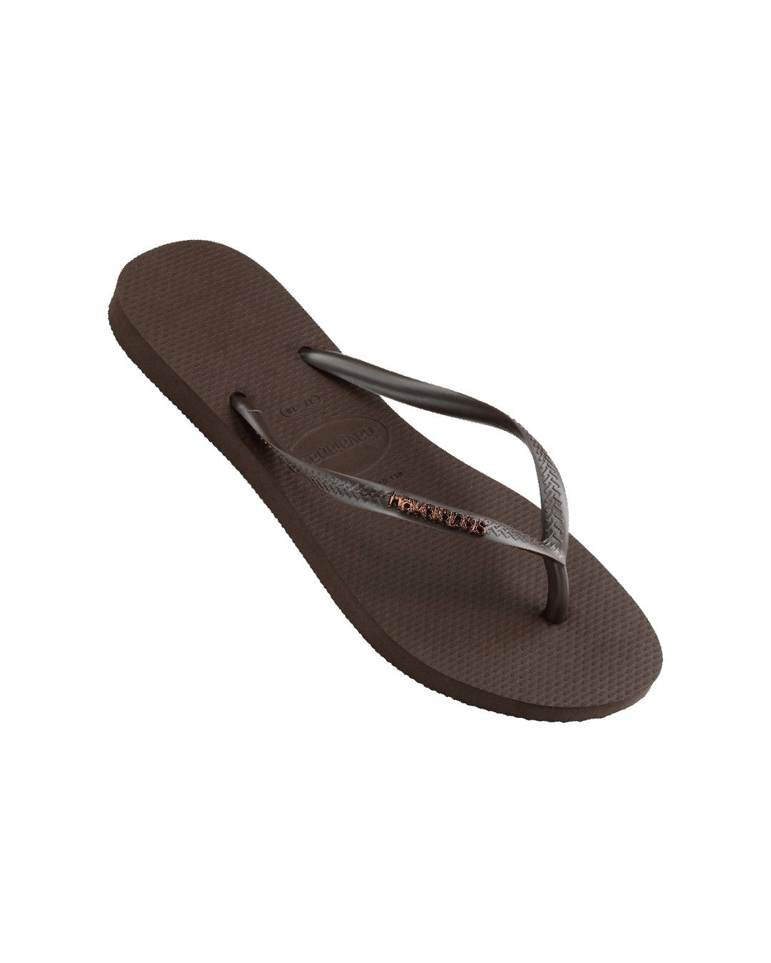 Slim Logo Metallic Jandals - Dark Brown - Havaianas