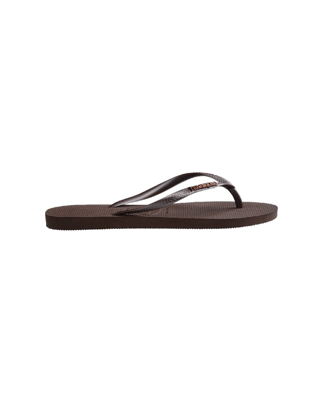 Slim Logo Metallic Jandals - Dark Brown - Havaianas