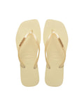 Slim Square Logo Metallic Jandals - Buttercream - Havaianas