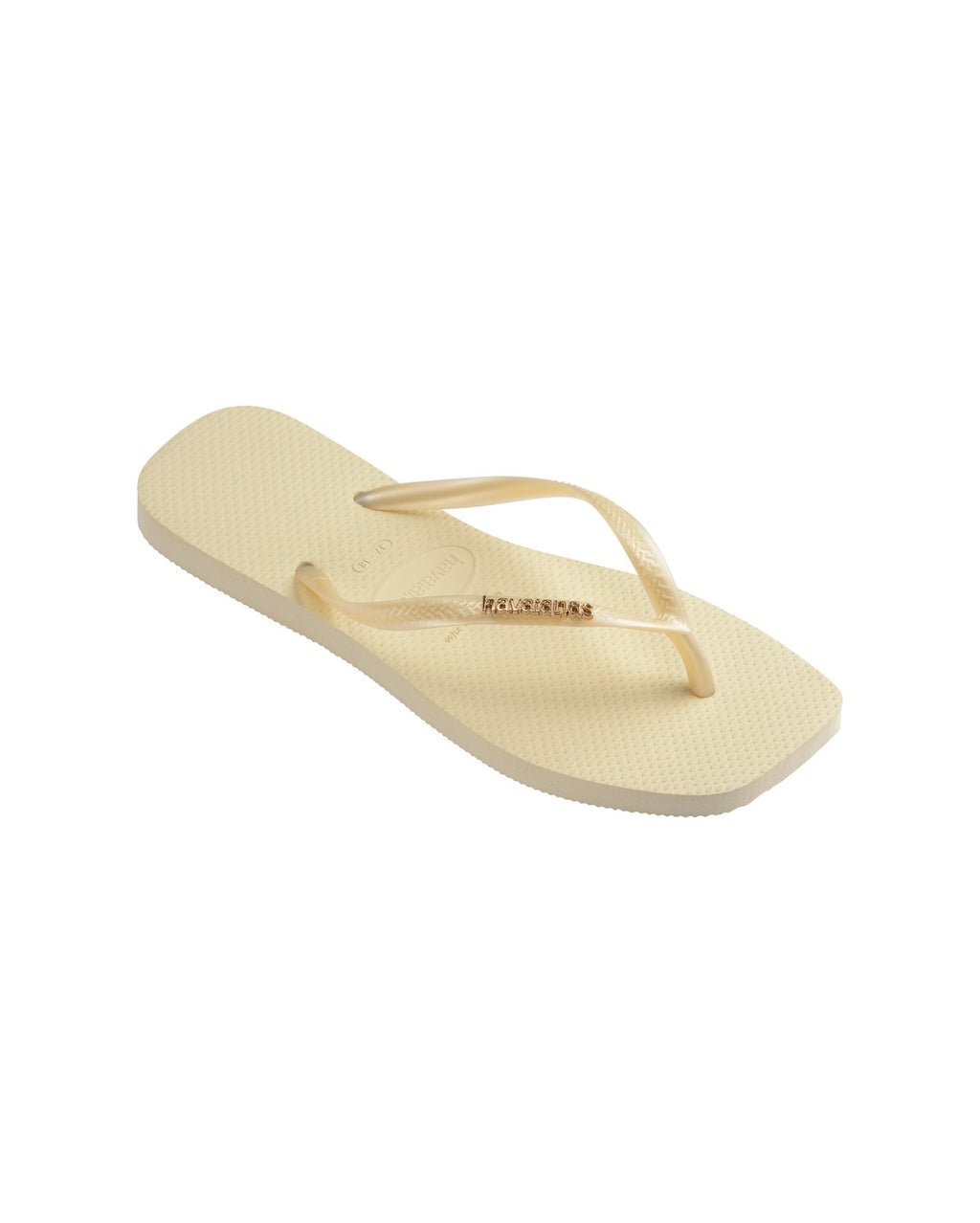 Slim Square Logo Metallic Jandals - Buttercream - Havaianas