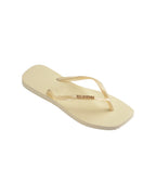 Slim Square Logo Metallic Jandals - Buttercream - Havaianas