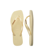 Slim Square Logo Metallic Jandals - Buttercream - Havaianas