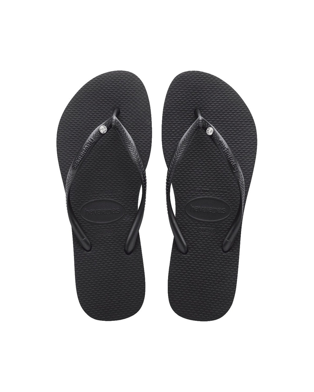 Slim Swarovski Crystal Jandals - Black - Havaianas