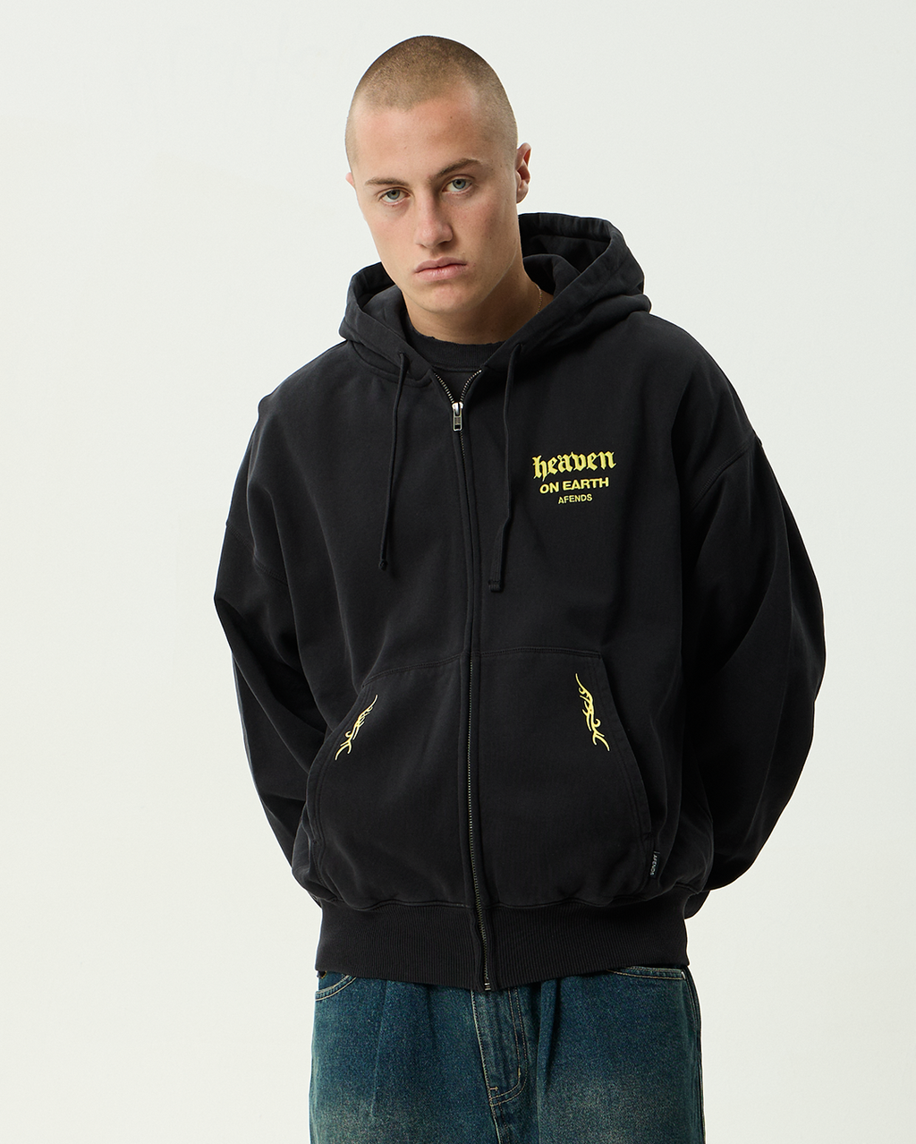 Heaven - Boxy Zip Hood - Stone Black - Afends