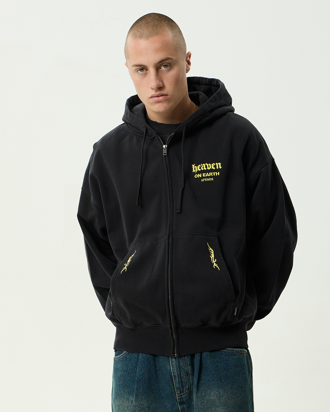 Heaven - Boxy Zip Hood - Stone Black - Afends