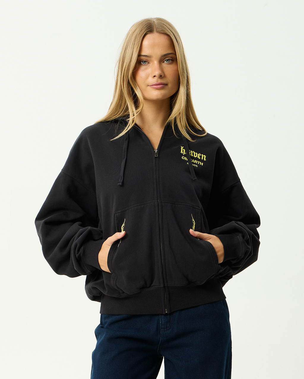 Heaven - Boxy Zip Hood - Stone Black - Afends