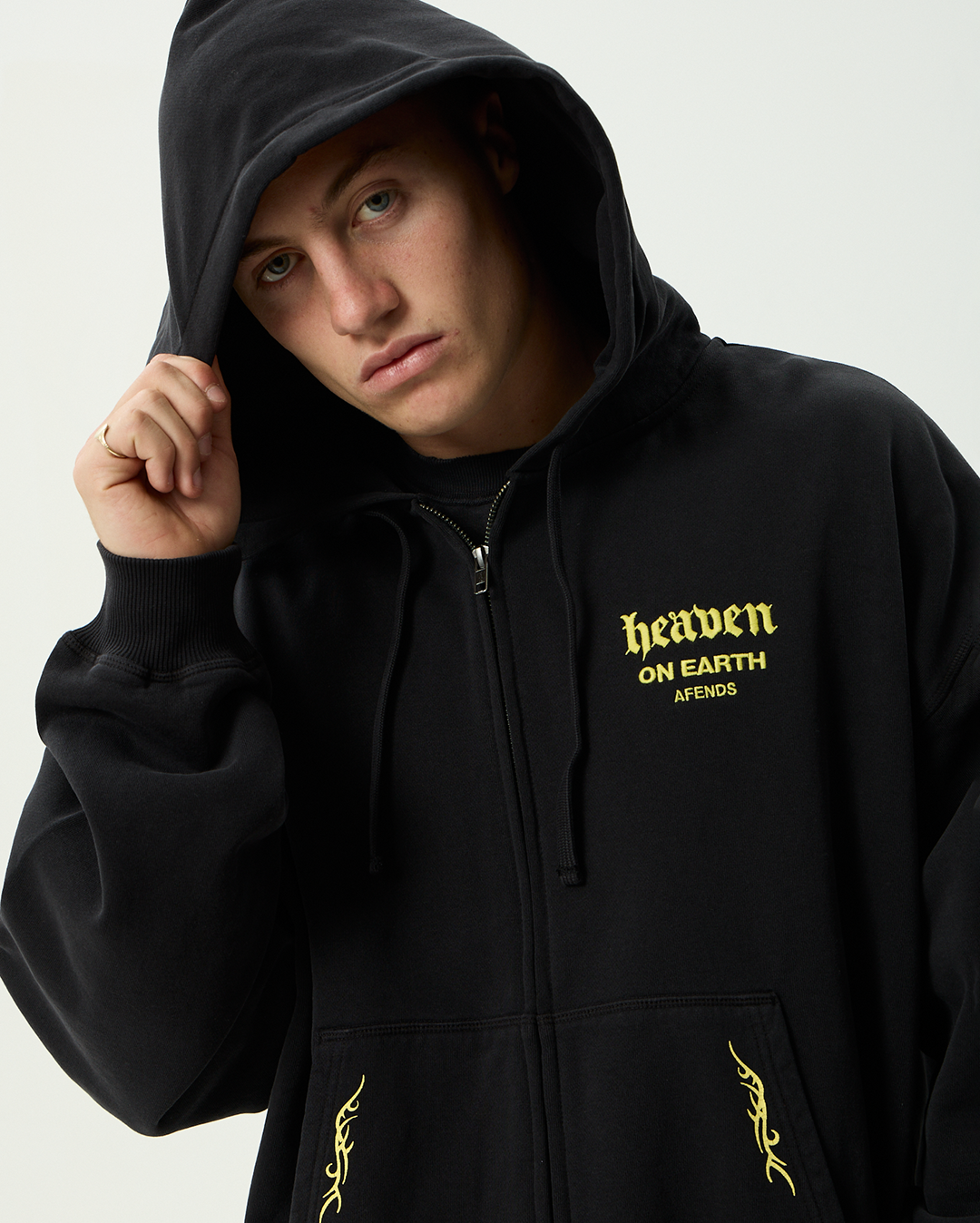 Heaven - Boxy Zip Hood - Stone Black - Afends