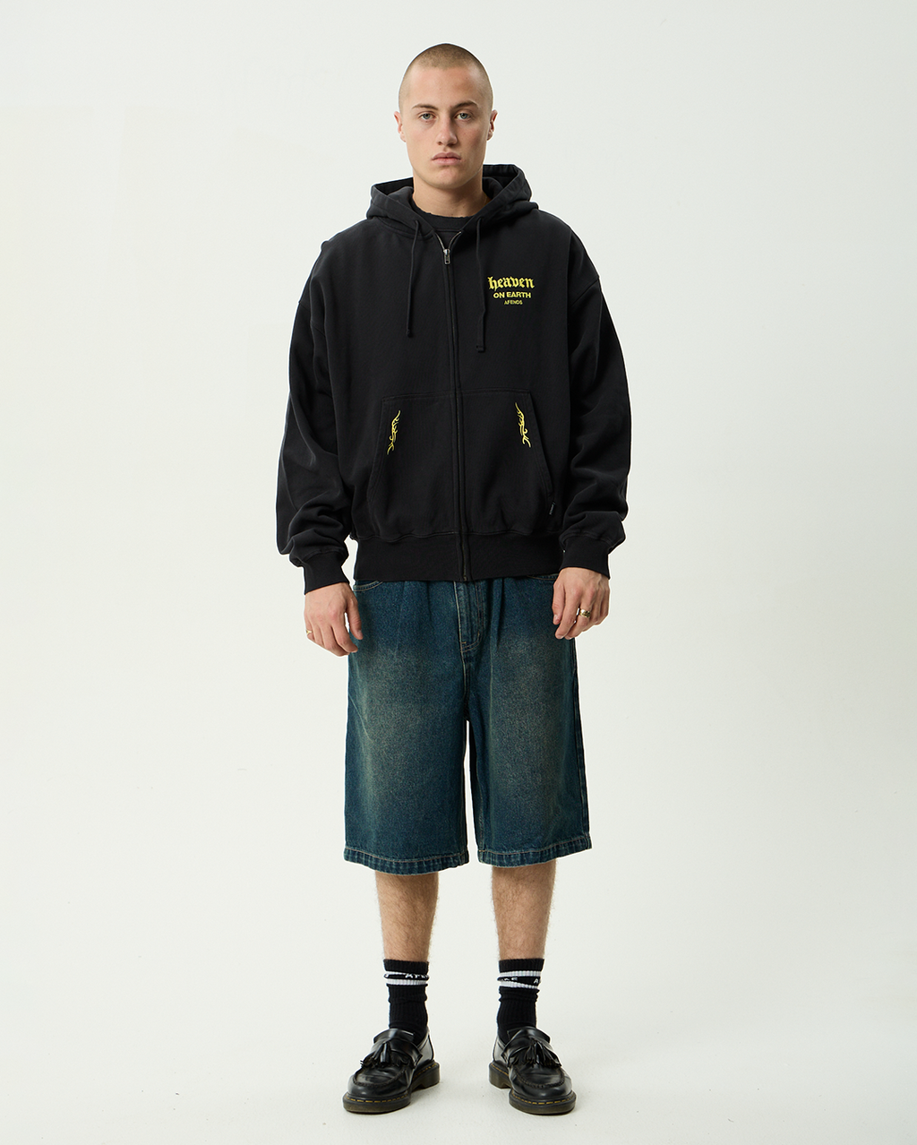 Heaven - Boxy Zip Hood - Stone Black - Afends