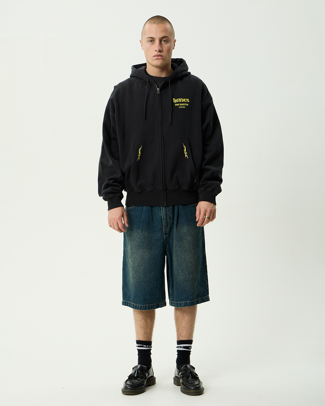 Heaven - Boxy Zip Hood - Stone Black - Afends