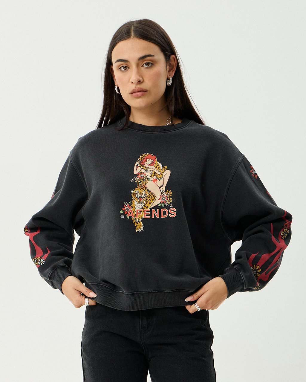 Hellcat - Recycled Crew Neck - Stone Black - Afends