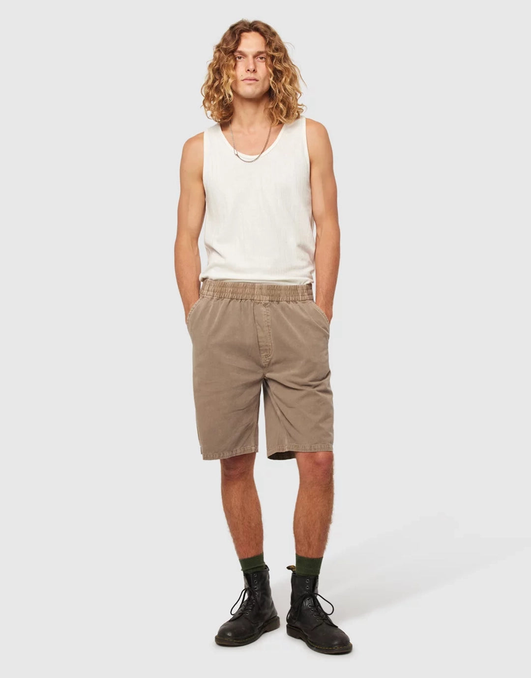 Tradie Carpenter Denim Shorts - Mushroom