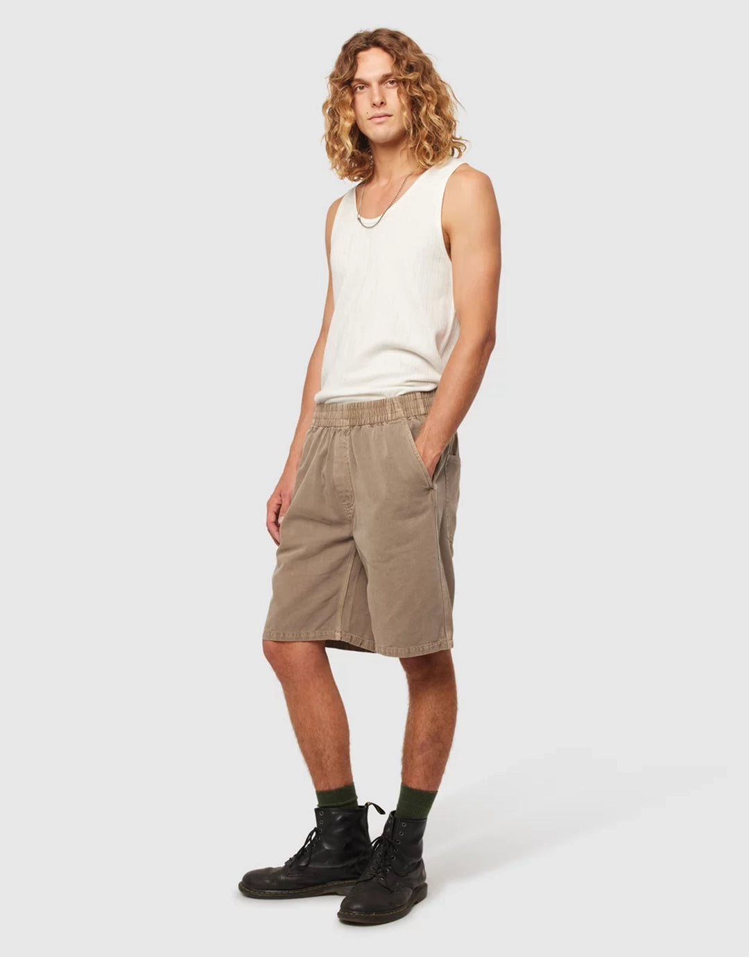 Tradie Carpenter Denim Shorts - Mushroom