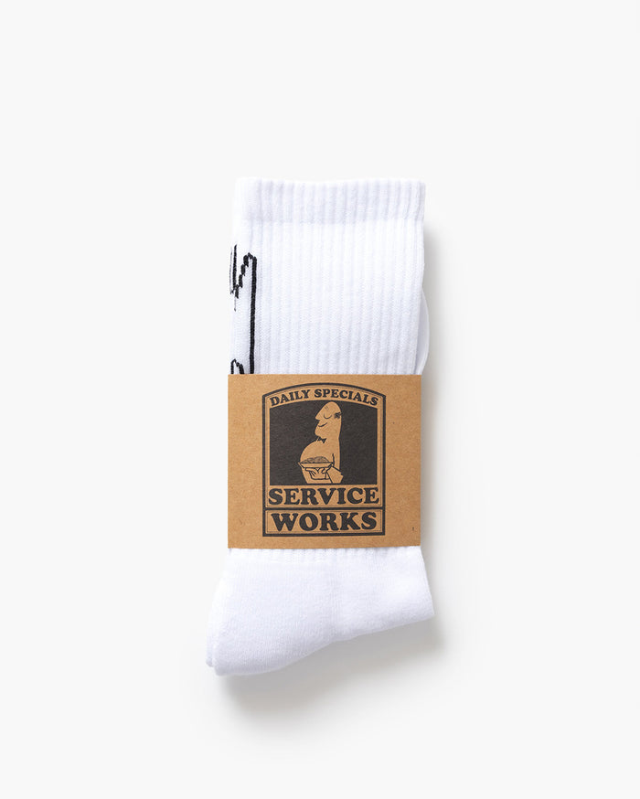 Knife & Fork Socks - White