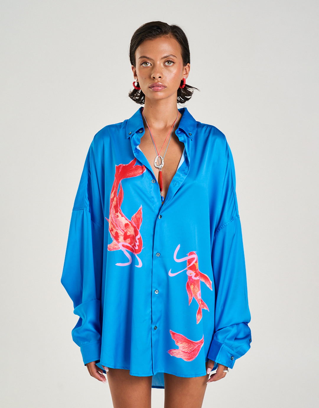 Long Sleeve Oversize Shirt - Koi