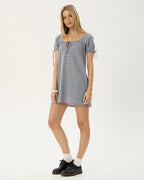 Lenni Indy - Hemp Mini Dress - Navy Check - Afends