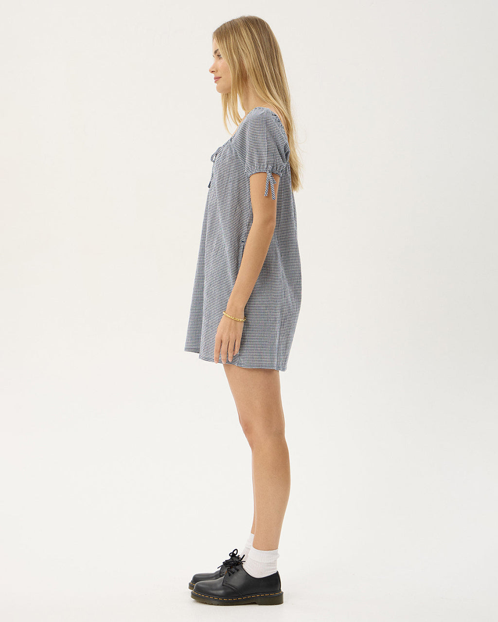 Lenni Indy - Hemp Mini Dress - Navy Check - Afends