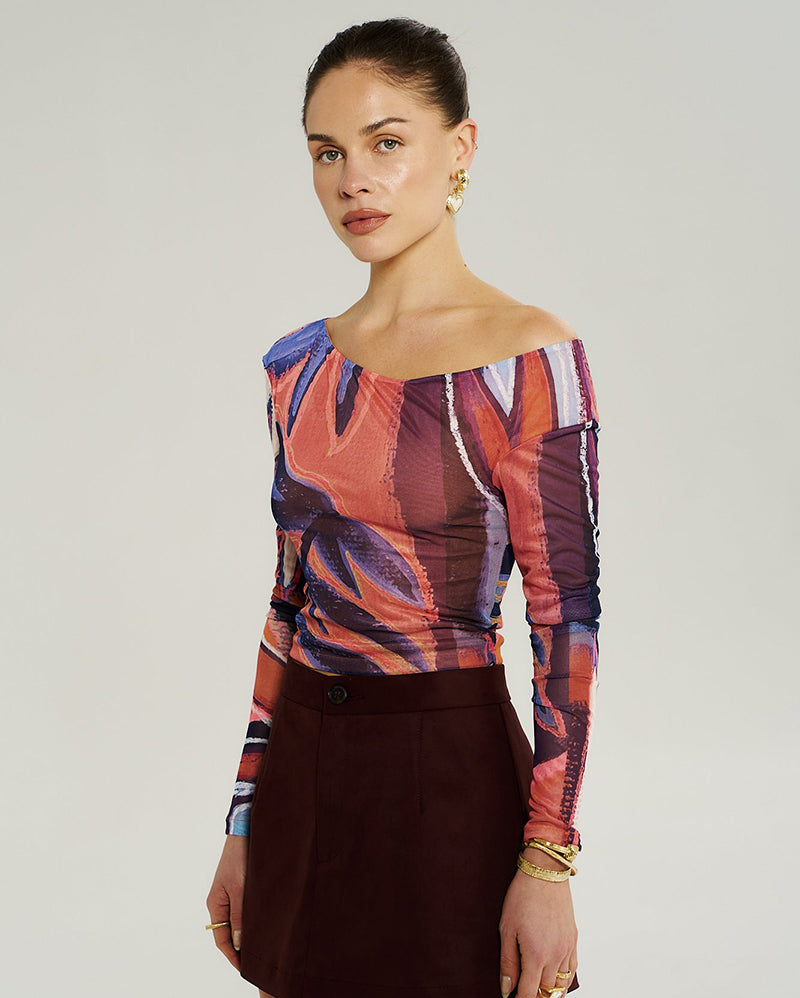 Long Sleeve Off Shoulder Top - Bordeaux - Summi Summi