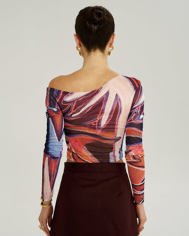 Long Sleeve Off Shoulder Top - Bordeaux - Summi Summi