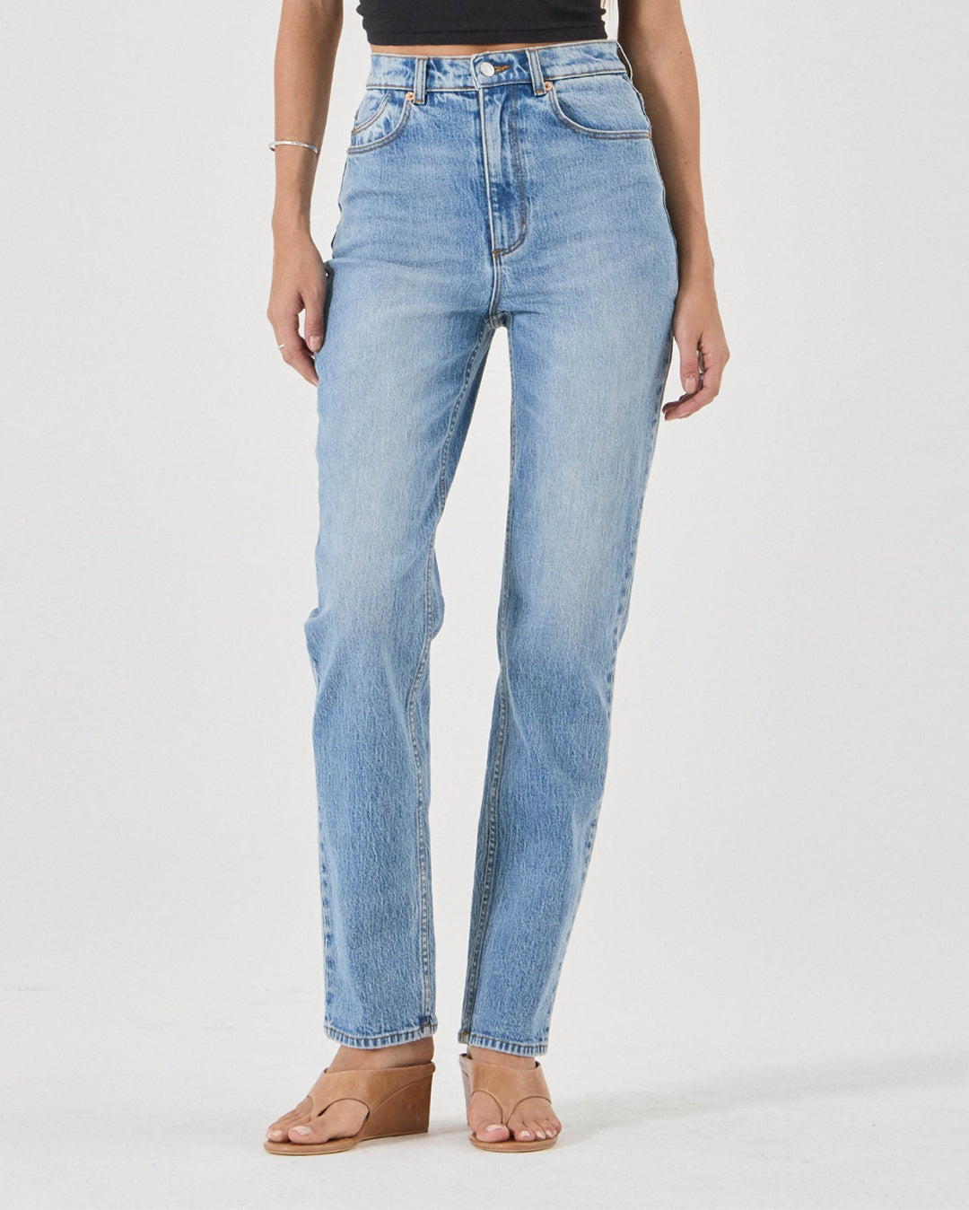 Loulou Straight Long Denim Jeans - Lennon Blue - Rollas