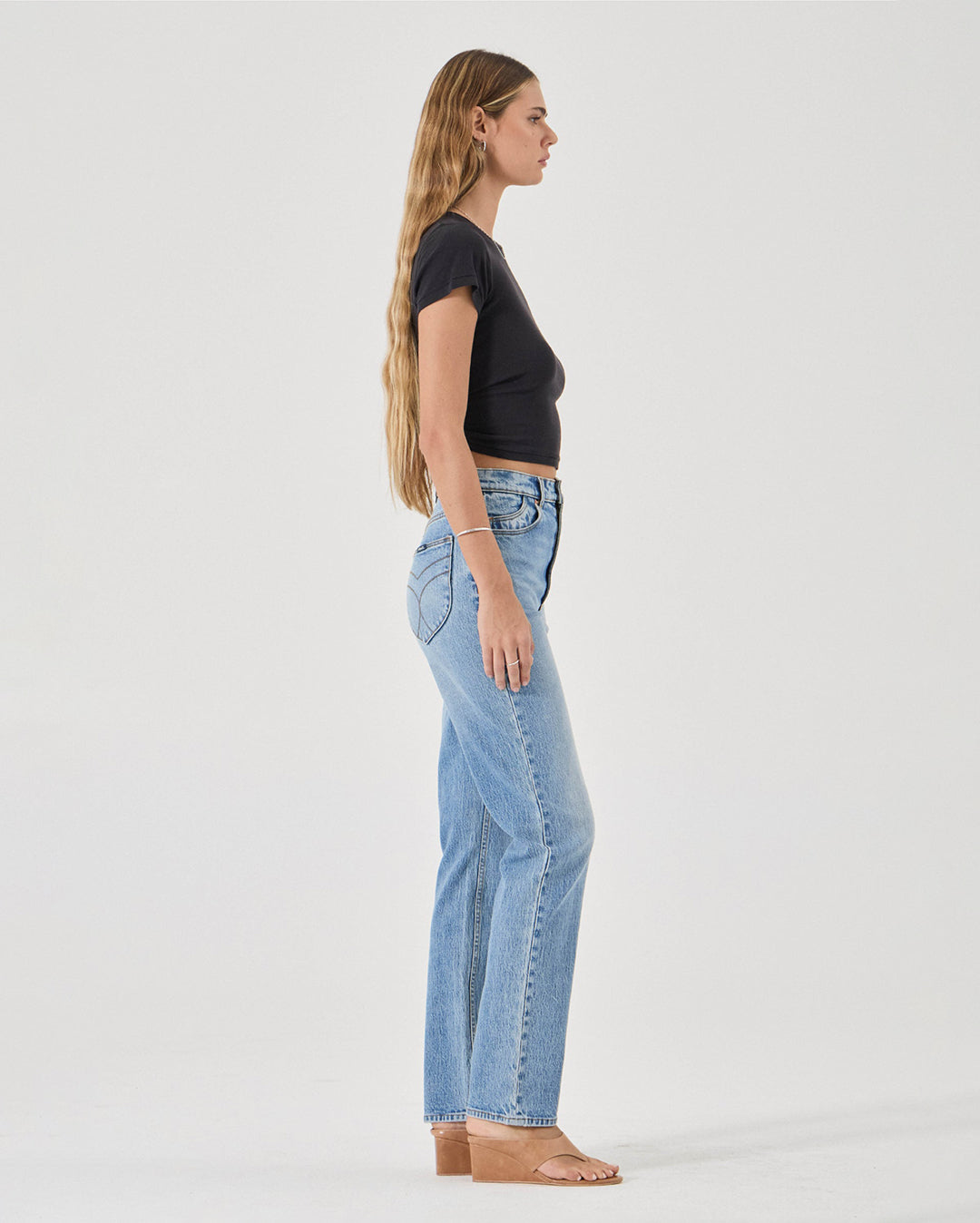 Loulou Straight Long Denim Jeans - Lennon Blue - Rollas