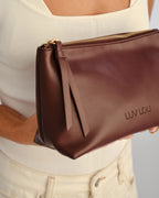 The Evie Medium Beauty Bag - Bordeaux Vegan Leather - Luv Lou