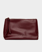 The Evie Medium Beauty Bag - Bordeaux Vegan Leather - Luv Lou