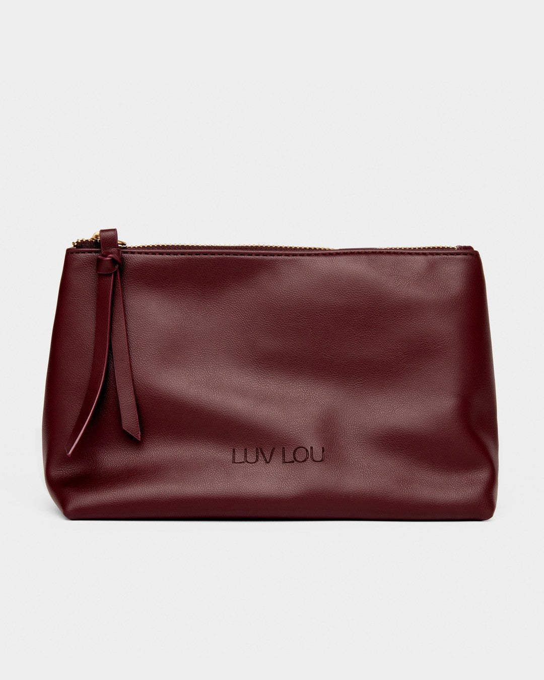 The Evie Medium Beauty Bag - Bordeaux Vegan Leather - Luv Lou