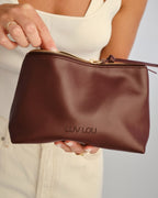 The Evie Medium Beauty Bag - Bordeaux Vegan Leather - Luv Lou