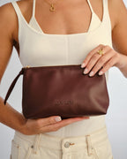The Evie Medium Beauty Bag - Bordeaux Vegan Leather - Luv Lou