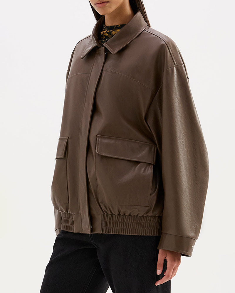 Lyla Vegan Leather Jacket - Umber - Nude Lucy
