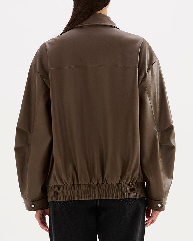 Lyla Vegan Leather Jacket - Umber - Nude Lucy