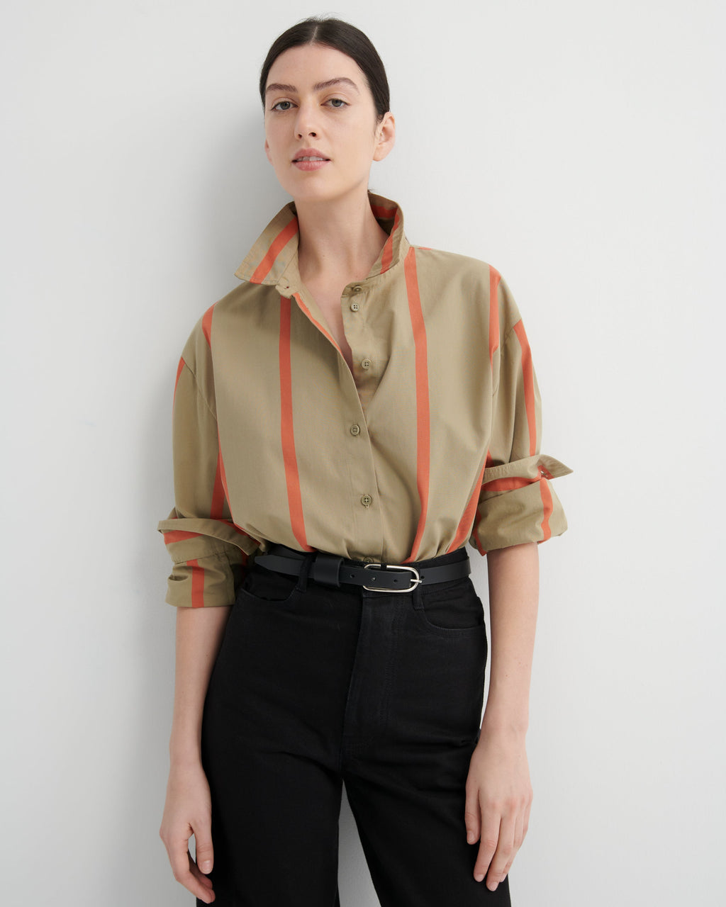 Maker Long Sleeve Shirt - Nasturtium Stripe by Kowtow - view 2