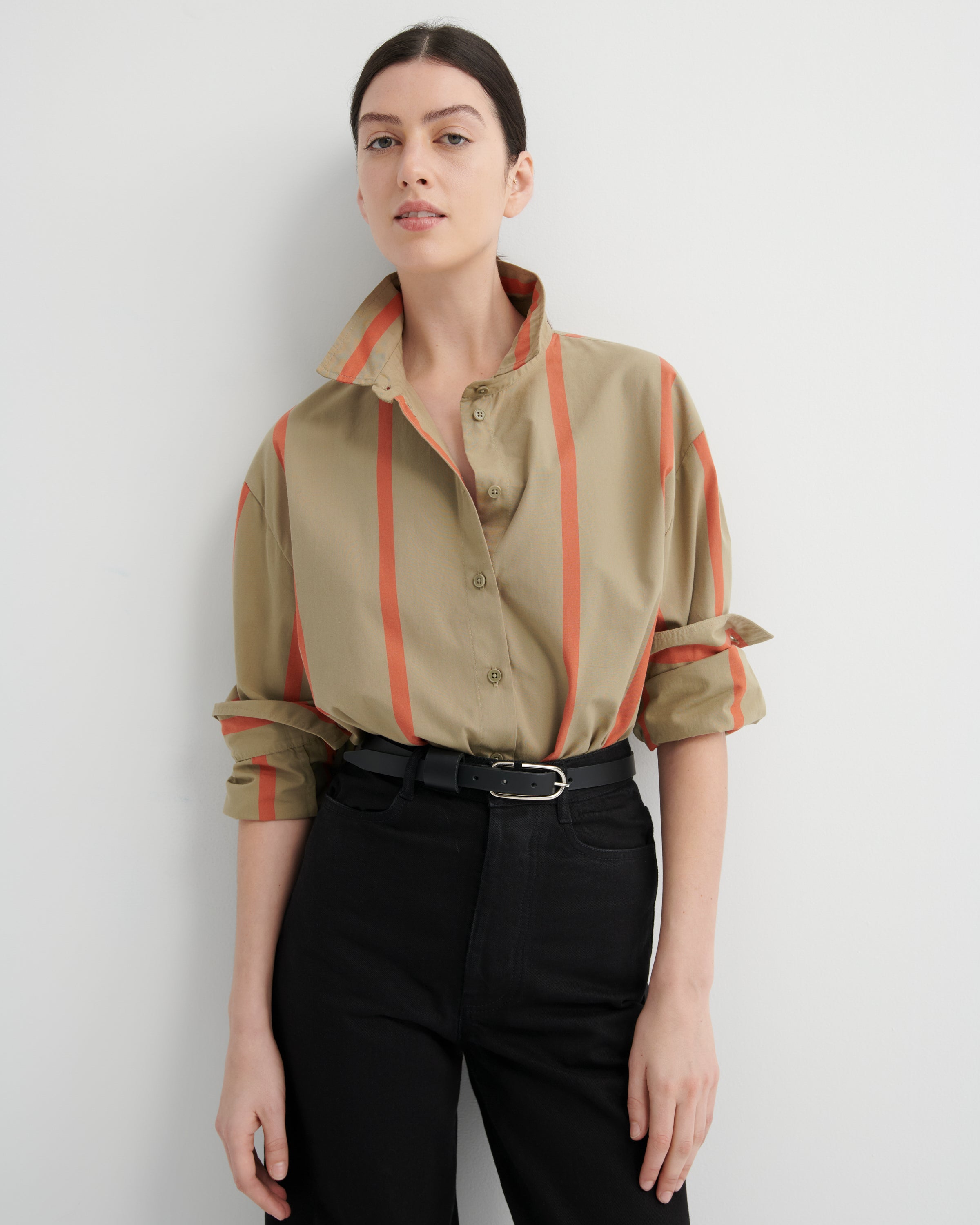 Maker Long Sleeve Shirt - Nasturtium Stripe by Kowtow - view 2