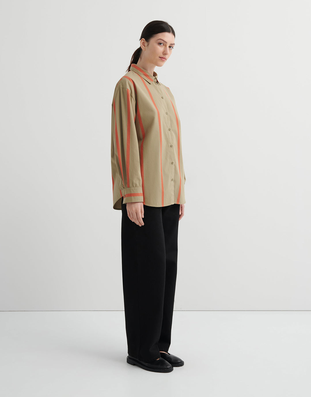 Maker Long Sleeve Shirt - Nasturtium Stripe by Kowtow - view 3
