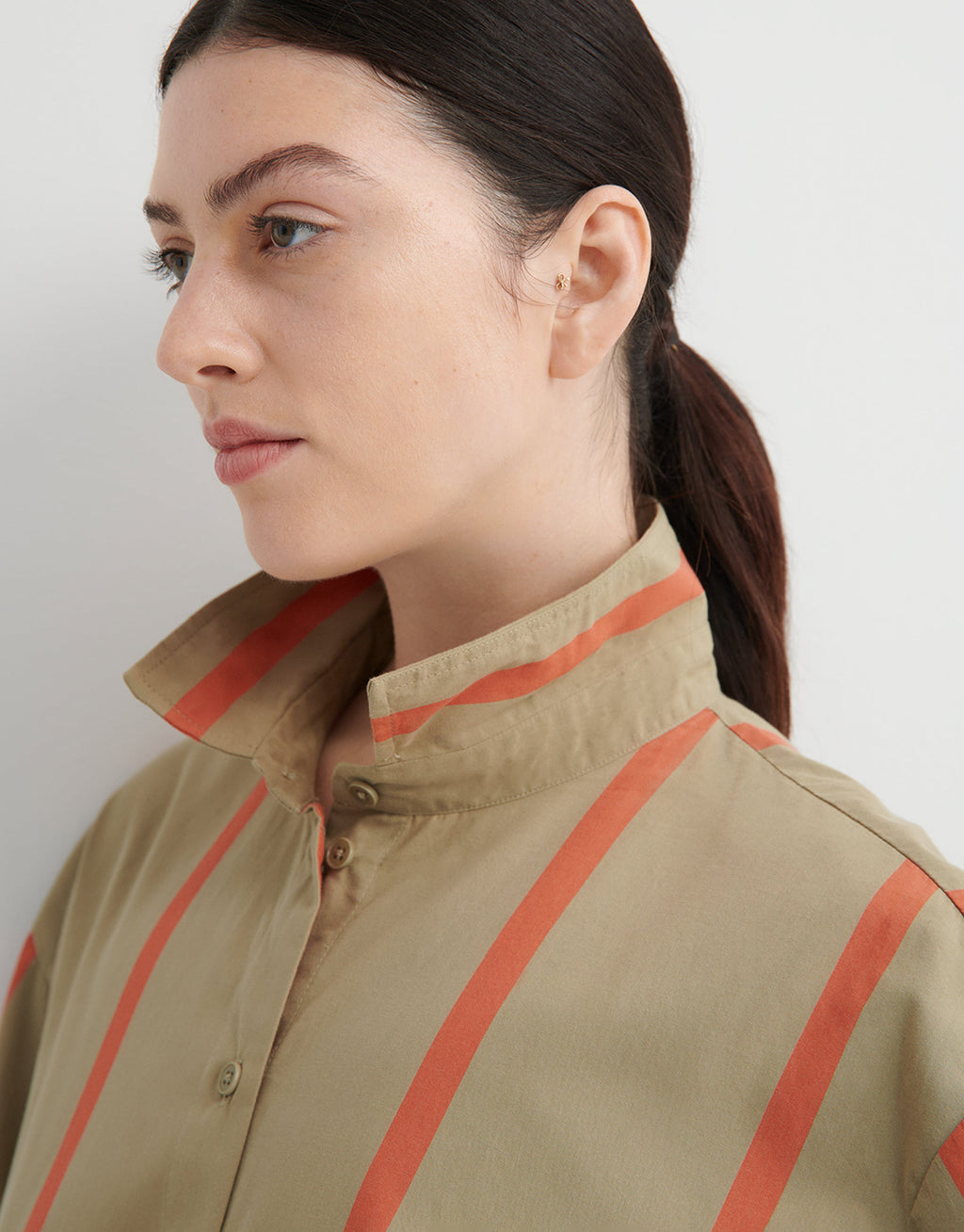 Maker Long Sleeve Shirt - Nasturtium Stripe by Kowtow - view 6