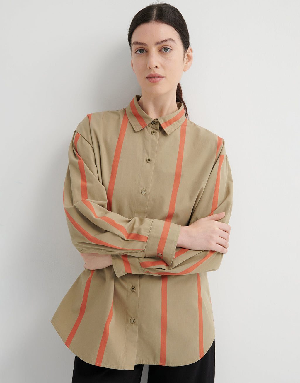 Maker Long Sleeve Shirt - Nasturtium Stripe by Kowtow