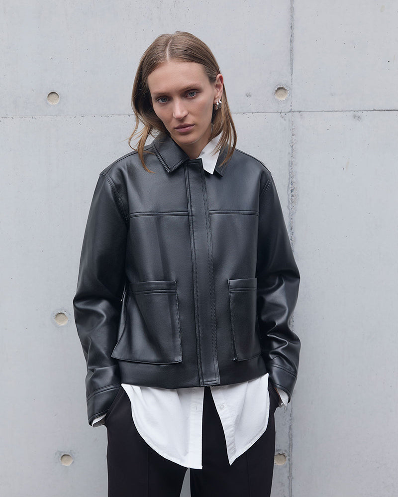 Maude Vegan Leather Jacket - Black - Nude Lucy