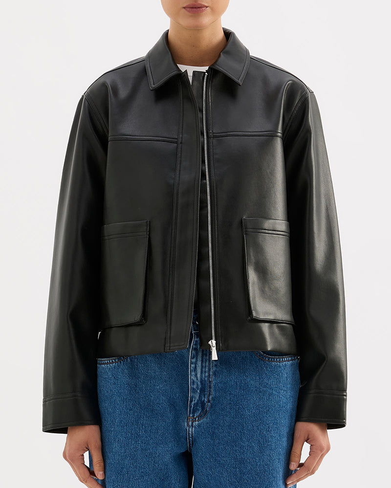 Maude Vegan Leather Jacket - Black - Nude Lucy