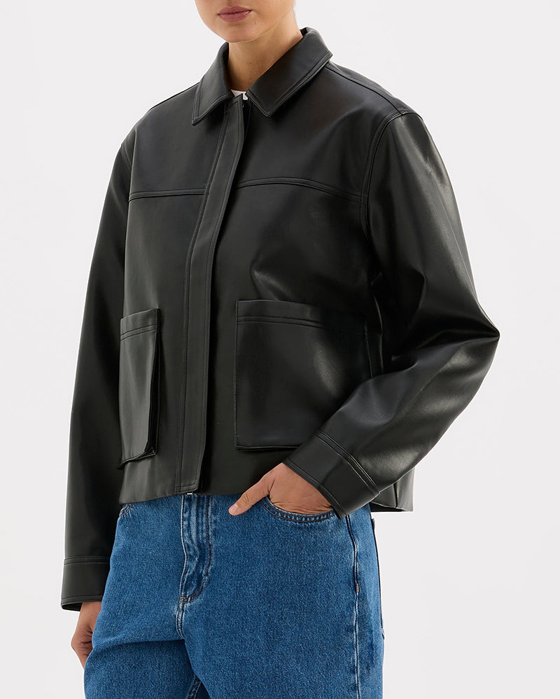 Maude Vegan Leather Jacket - Black - Nude Lucy