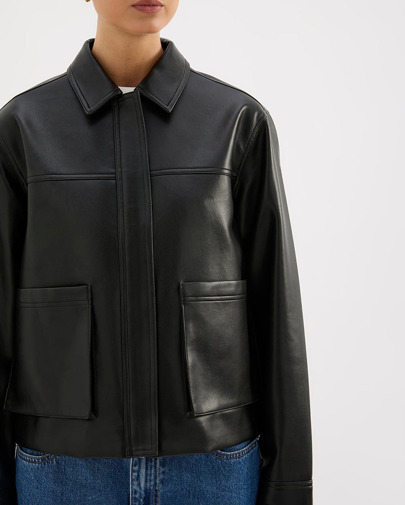 Maude Vegan Leather Jacket - Black - Nude Lucy
