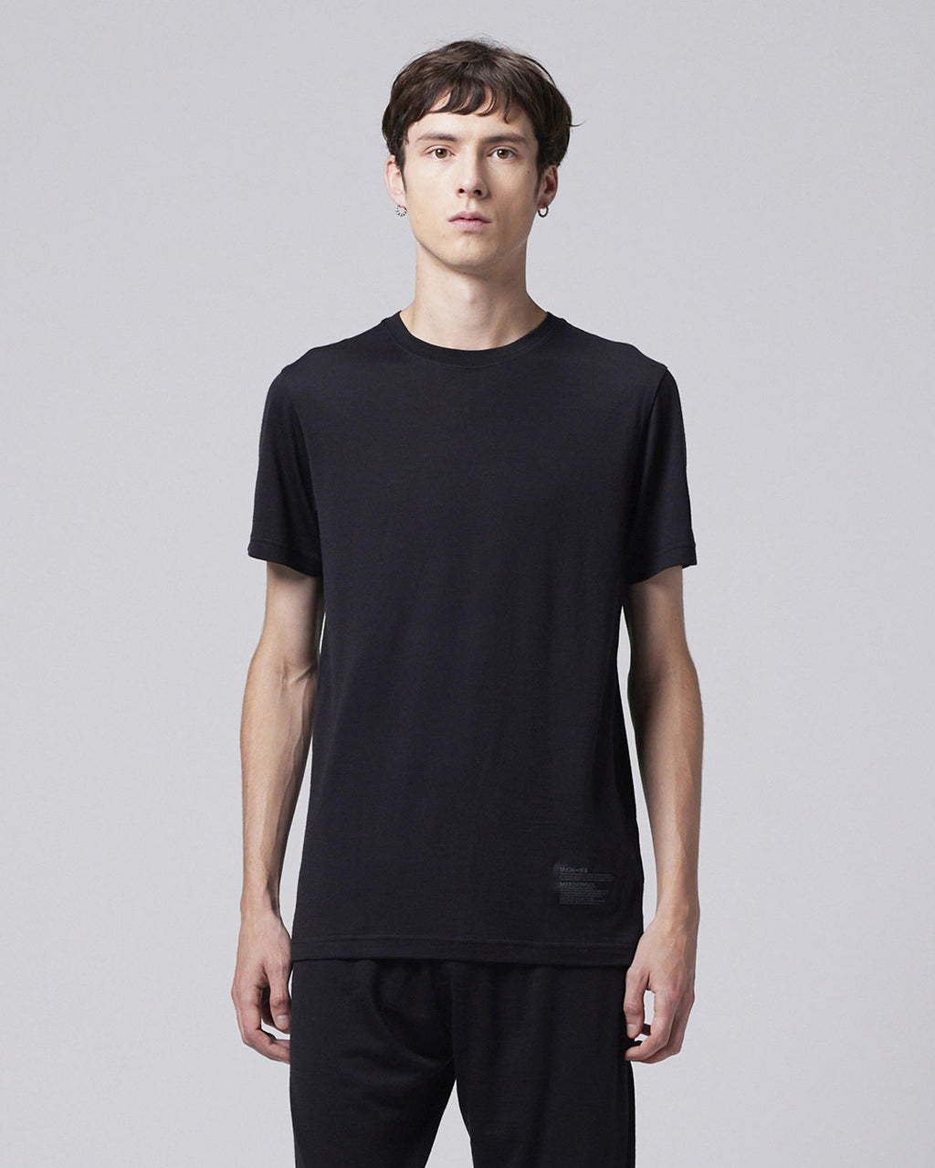 Merino Wool Underwear Half-Sleeve T-Shirt - Black - Taion