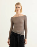 Amelia Top - Nude/Black Stripe by Miaou