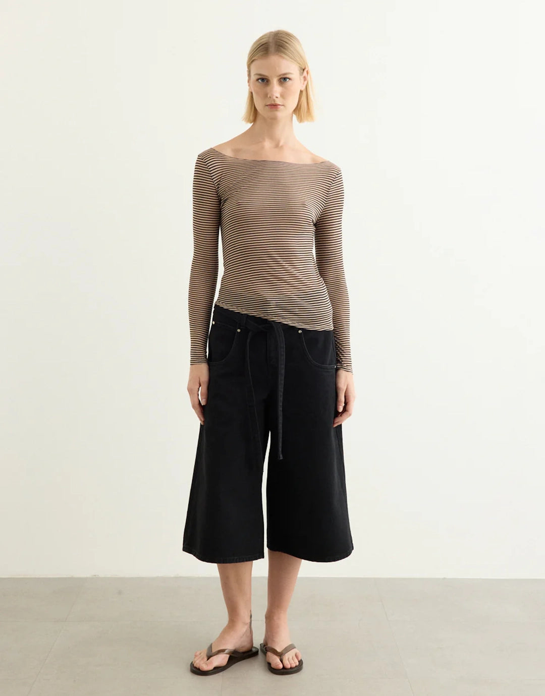 Amelia Top - Nude/Black Stripe